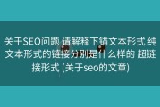 关于SEO问题 请解释下锚文本形式 纯文本形式的链接分别是什么样的 超链接形式 (关于seo的文章)