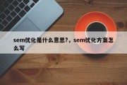 sem优化是什么意思?，sem优化方案怎么写