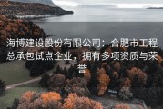 海博建设股份有限公司：合肥市工程总承包试点企业，拥有多项资质与荣誉
