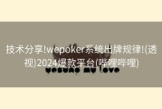 技术分享!wepoker系统出牌规律!(透视)2024爆款平台(哔哩哔哩)