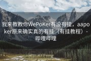 我来教教你WePoKer有没有挂，aapoker原来确实真的有挂（有挂教程）-哔哩哔哩