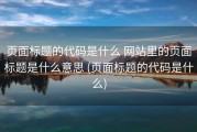 页面标题的代码是什么 网站里的页面标题是什么意思 (页面标题的代码是什么)