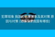 犯罪现象 我国的犯罪现象及其对策 原因与对策 (犯罪现象我国有哪些)