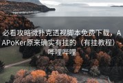 必看攻略微扑克透视脚本免费下载，AAPoKer原来确实有挂的（有挂教程）-哔哩哔哩