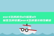 word怎样减少alt标签alt标签怎样设置 (word怎样显示修改痕迹)