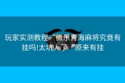 玩家实测教程“微乐青海麻将究竟有挂吗!太坑人了“原来有挂