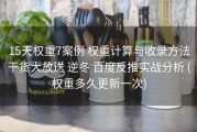 15天权重7案例 权重计算与收录方法干货大放送 逆冬 百度反推实战分析 (权重多久更新一次)