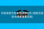 百度搜查究竟是如何排名的 (搜索百度查询百度查看百度)