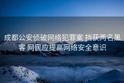 成都公安侦破网络犯罪案 挡获两名黑客 网民应提高网络安全意识