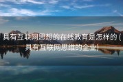 具有互联网思想的在线教育是怎样的 (具有互联网思维的企业)