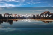 移动seo优化有什么好的方法 (移动seo教程)