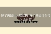 除了美团什么放款快 (除了美团什么可以点外卖)