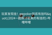 玩家发现挂！wepoker到底有挂吗&quot;(2024一起探讨是真的有挂的)-哔哩哔哩