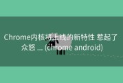 Chrome内核将上线的新特性 惹起了 众怒 ... (chrome android)