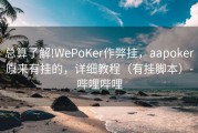 总算了解!WePoKer作弊挂，aapoker原来有挂的，详细教程（有挂脚本）-哔哩哔哩