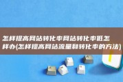 怎样提高网站转化率 网站转化率低怎样办 (怎样提高网站流量和转化率的方法)
