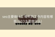 seo主要做什么 每天的工作内容有哪些 (SEO主要做什么)