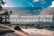 2024透明挂！wepoker能不能作弊透视-2024专业开发辅助透视-哔哩哔哩