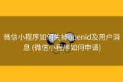微信小程序如何失掉openid及用户消息 (微信小程序如何申请)