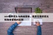 seo搜索优化与网络营销，搜索引擎的优化和搜索营销的区别