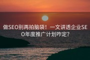 做SEO别再拍脑袋！一文讲透企业SEO年度推广计划咋定？
