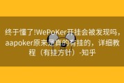 终于懂了!WePoKer开挂会被发现吗，aapoker原来是真的有挂的，详细教程（有挂方针）-知乎