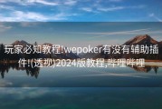 玩家必知教程!wepoker有没有辅助插件!(透视)2024版教程,哔哩哔哩