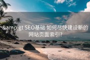 &amp;gt SEO基础 如何尽快建设新的网站页面索引?