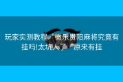 玩家实测教程“微乐贵阳麻将究竟有挂吗!太坑人了“原来有挂