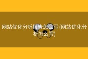 网站优化分析报告怎么写 (网站优化分析怎么写)