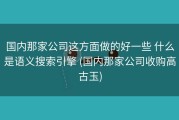 国内那家公司这方面做的好一些 什么是语义搜索引擎 (国内那家公司收购高古玉)