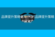品牌提升策略是指什么 (品牌提升策略研究)