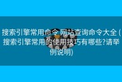 搜索引擎常用命令 网站查询命令大全 (搜索引擎常用的使用技巧有哪些?请举例说明)