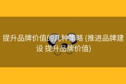 提升品牌价值的几种策略 (推进品牌建设 提升品牌价值)