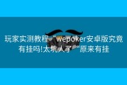 玩家实测教程“wepoker安卓版究竟有挂吗!太坑人了“原来有挂