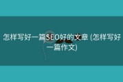 怎样写好一篇SEO好的文章 (怎样写好一篇作文)