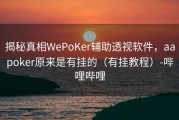 揭秘真相WePoKer辅助透视软件，aapoker原来是有挂的（有挂教程）-哔哩哔哩