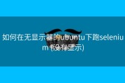 如何在无显示器的ubuntu下跑selenium (没有显示)