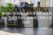 要在自己的网站上用百度地图 网址是什么 怎样放开API (要在自己的网上交社保)