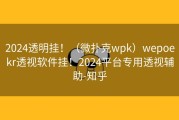 2024透明挂！（微扑克wpk）wepoekr透视软件挂！2024平台专用透视辅助-知乎