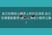 自己在微信小程序上的反应消息 自己在哪里能看到 (自己在微信小程序立案)