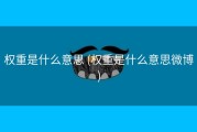 权重是什么意思 (权重是什么意思微博)