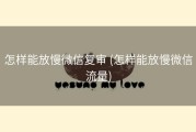 怎样能放慢微信复审 (怎样能放慢微信流量)