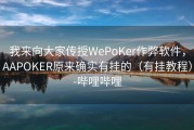 我来向大家传授WePoKer作弊软件，AAPOKER原来确实有挂的（有挂教程）-哔哩哔哩
