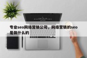 专业seo网络营销公司，网络营销的seo是做什么的