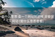 是什么意思 查一个网站就这样 是安保网站 (是什么意思查看)