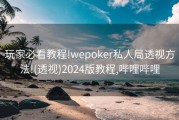 玩家必看教程!wepoker私人局透视方法!(透视)2024版教程,哔哩哔哩