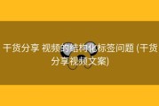 干货分享 视频的结构化标签问题 (干货分享视频文案)