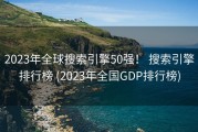 2023年全球搜索引擎50强！ 搜索引擎排行榜 (2023年全国GDP排行榜)