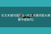 论文关键词是什么 (论文关键词是从摘要中提取吗)